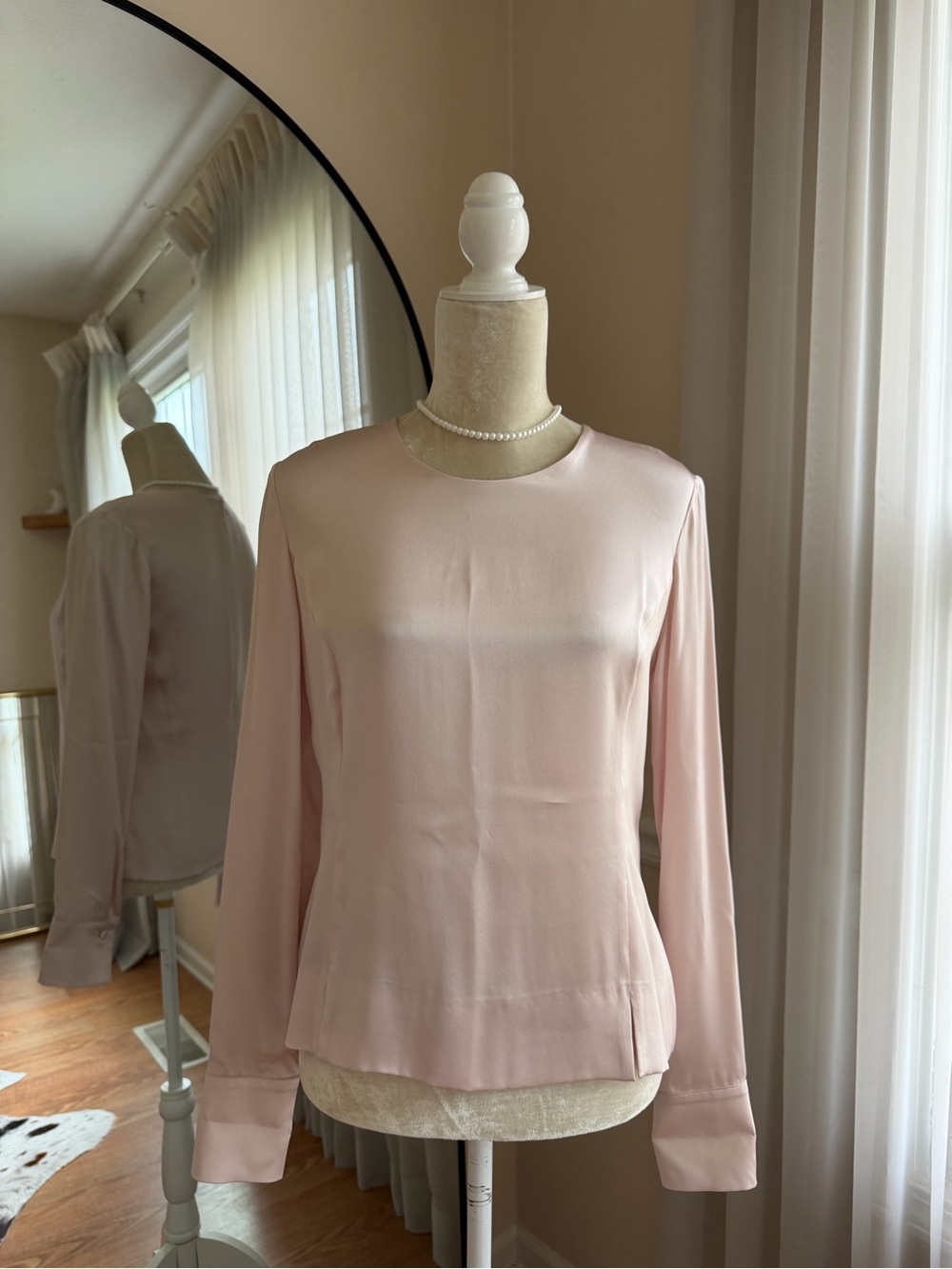 Algo Silk Blouse in Light Beige Size S